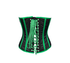 Green Purple and Yellow Satin Multi Color Striped Costume for Mardi Gras Overbust Corset Top