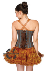 Cotton & Leather Straps Waist Cincher Overbust Top & Tissue Tutu Skirt Plus Size Corset Dress
