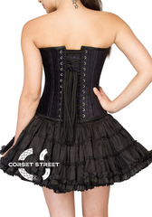 Black Velvet Overbust Waist Training Top & Cotton Silk Tutu Skirt Women Corset Dress