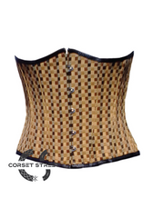 Brown Cotton Brocade Waist Training Underbust Corset Top