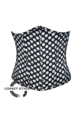 Black & White Polka Dots Satin Waist Cincher Bustier Women Underbust Corset Costume