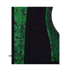 Green And Black Brocade Black Cotton Stripe Silver Busk Waist Training Steampunk Costume Underbust Corset