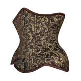 Brown And Golden Brocade Double Bone Steampunk Gothic Waist Training Underbust Corset