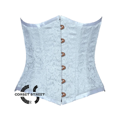 Baby Blue Brocade Gothic Burlesque Waist Training Underbust Corset Bustier Top