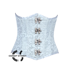 Turquoise Brocade Gothic Burlesque Waist Training Underbust Corset Bustier Top