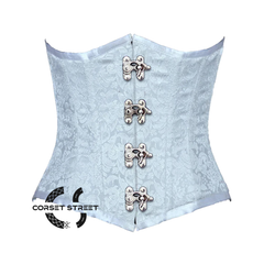 Baby Blue Brocade Gothic Burlesque Waist Training Underbust Corset Bustier Top