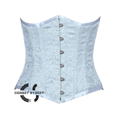 Baby Blue Brocade Burlesque Waist Training Underbust Gothic Corset Bustier Top
