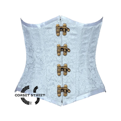 Baby Blue Brocade Antique Gothic Burlesque Waist Training Underbust Corset Bustier Top