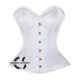 White Satin Burlesque Double Bone Waist Training Costume Gothic Corset Overbust Top