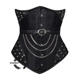 Black Satin Leather Belt Heavy Duty Steampunk Underbust Costume Basque Corset