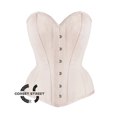 Nude Color Cotton Waist Training Corset Gothic Overbust Bustier Top