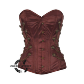 Brown Satin Gothic Waist Training Steampunk Overbust Corset