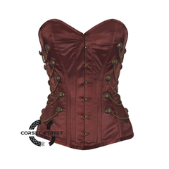 Brown Satin Gothic Waist Training Steampunk Overbust Corset