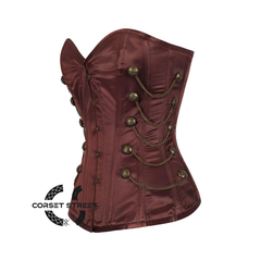 Brown Satin Gothic Waist Training Steampunk Overbust Corset