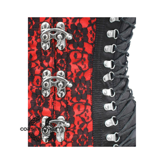 Black And Red Satin Net Overlay Gothic Waist Training Steampunk Underbust Corset