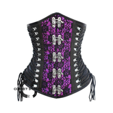 Purple And Black Satin Net Overlay Gothic Waist Training Steampunk Underbust Corset