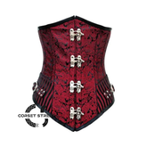 Red And Black Brocade Gothic Waist Training Underbust Corset