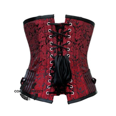 Red And Black Brocade Gothic Waist Training Underbust Corset