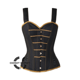 Raven Steele Black Denim With Shoulder Straps Overbust Steampunk Corset