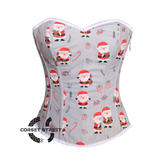 Nicholas Frost Santa Claus Printed Gray Cotton Overbust Corset