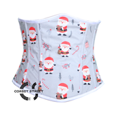Santa Claus Printed Gray Cotton Underbust Corset Plus Size Costume