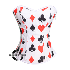 Valentina Spade Diamond Heart Clubs Spades Print Cotton Plus Size Overbust Corset