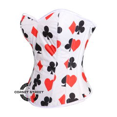 Valentina Spade Diamond Heart Clubs Spades Print Cotton Plus Size Overbust Corset