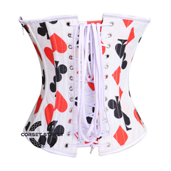 Valentina Spade Diamond Heart Clubs Spades Print Cotton Plus Size Overbust Corset