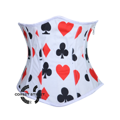 Diamond Heart Clubs Spades Print Cotton Gothic Underbust Costume Bustier Corset Top