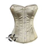 Light Olive Green Satin Gothic Overbust Burlesque Corset Top