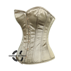 Light Olive Green Satin Gothic Overbust Burlesque Corset Top
