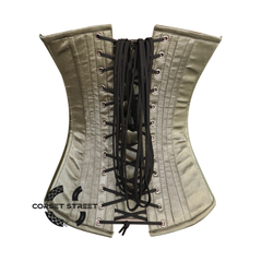 Light Olive Green Satin Gothic Overbust Burlesque Corset Top