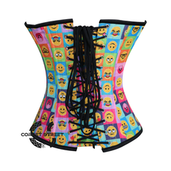 Emoji Queen Printed Colorful Cotton Overbust Burlesque Waist Training Corset Top