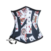 Playing Cards Printed Cotton Underbust Corset Gothic Costume Bustier Top