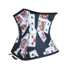 Playing Cards Printed Cotton Underbust Corset Gothic Costume Bustier Top
