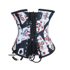 Playing Cards Printed Cotton Underbust Corset Gothic Costume Bustier Top