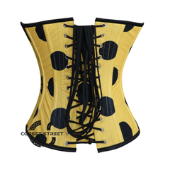 Yellow With Black Polka Dots Overbust Burlesque Waist Training Corset Top