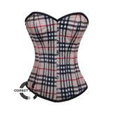 Checked Print Overbust Burlesque Waist Training Gothic Corset Top