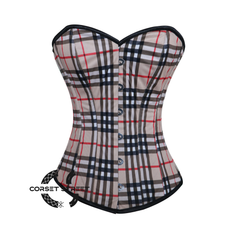 Checked Print Overbust Burlesque Waist Training Gothic Corset Top