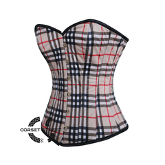 Checked Print Overbust Burlesque Waist Training Gothic Corset Top