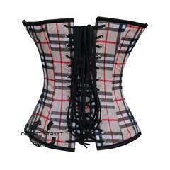 Checked Print Overbust Burlesque Waist Training Gothic Corset Top