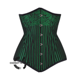 Green And Black Brocade Long Underbust Corset Gothic Costume Bustier Top