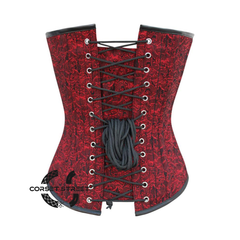 Red And Black Brocade Black Cotton Gothic Steampunk Costume Overbust Corset