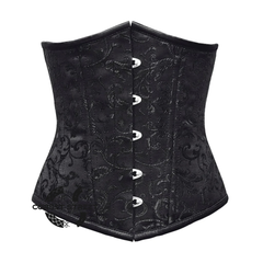 Plus Size Black Brocade Double Boned Underbust Gothic Corset