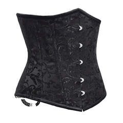 Plus Size Black Brocade Double Boned Underbust Gothic Corset