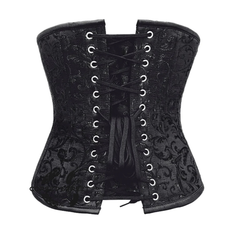 Black Brocade Double Boned Underbust Gothic Corset