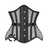 Plus Size Black Mesh Satin Gothic Net Waist Training Underbust Corset