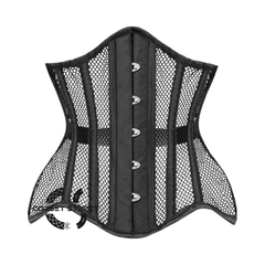 Plus Size Black Mesh Satin Gothic Net Waist Training Underbust Corset