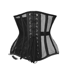 Plus Size Black Mesh Satin Gothic Net Waist Training Underbust Corset