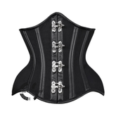 Plus Size Black Cotton Steel Boned Faux leather Underbust Gothic Corset